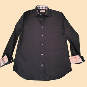 Burberry London Cambridge Shirt In Black Color Check Cuffs Men's Button Up M